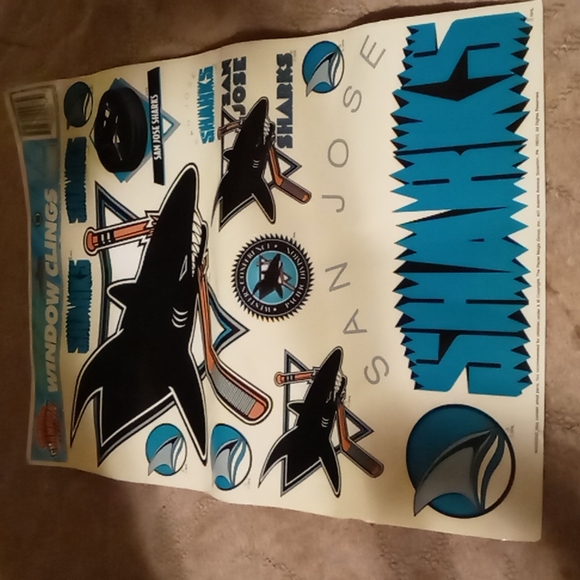 San Jose Sharks - Beaded Necklace and Window Clings bundle - Picture 3 of 3